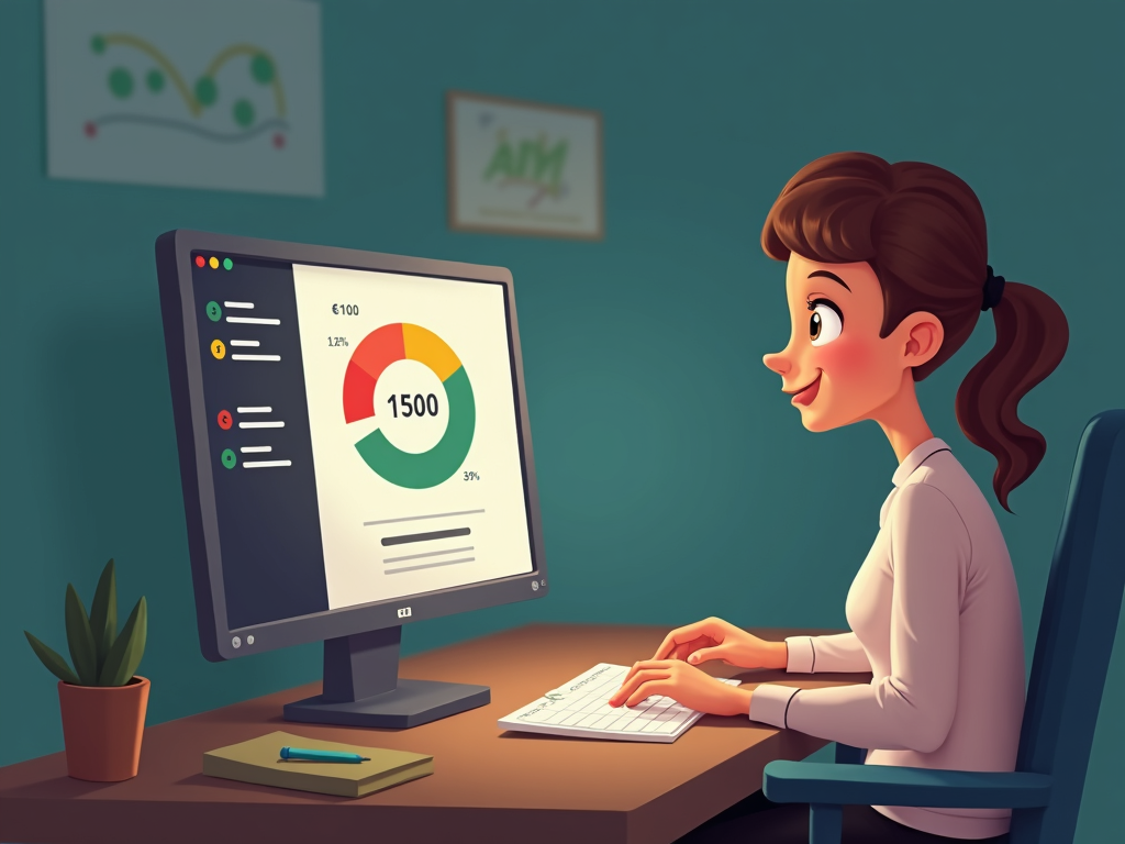 Person checking their improved credit score online.