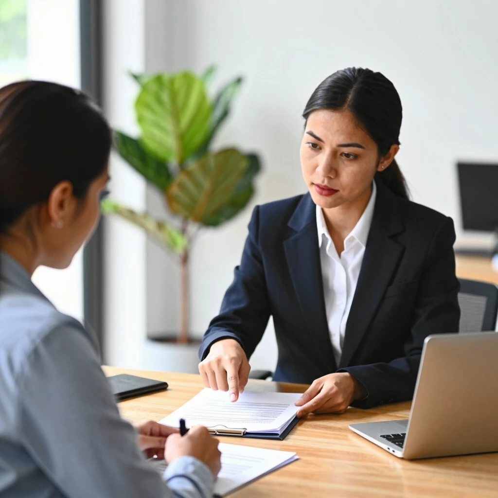 Couple discussing FHA refinancing with advisor