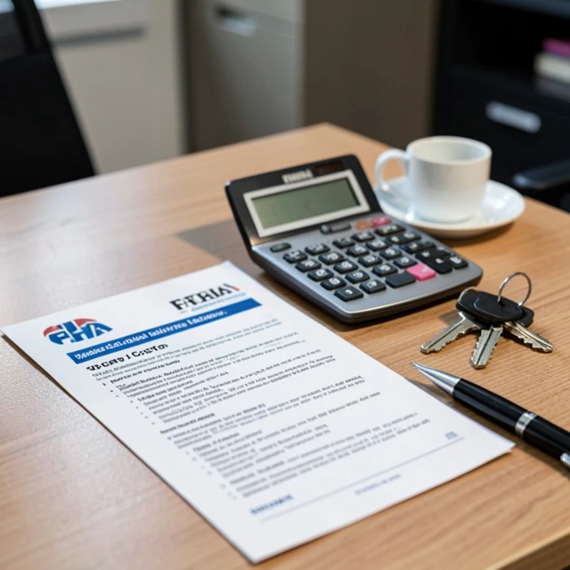 FHA mortgage documents and cost breakdown on desk
