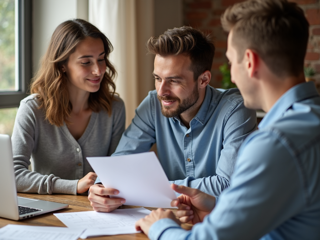 Financial advisor helping a couple understand mortgage insurance premiums