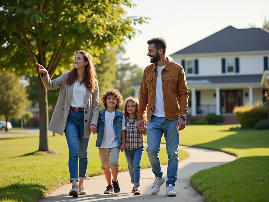 Family house hunting with a real estate agent