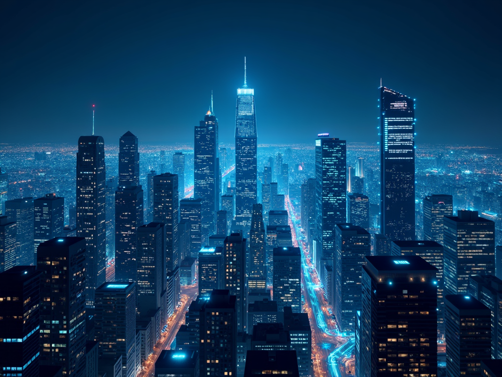 Futuristic cityscape illustrating AI in lending