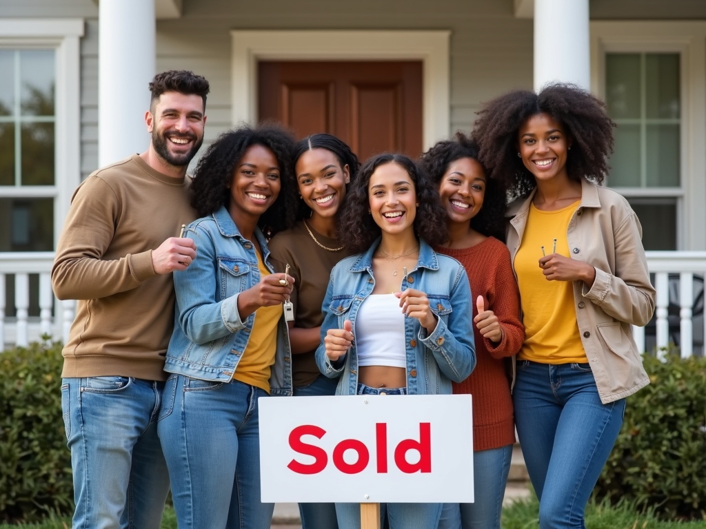 First-time homebuyers celebrating their new home purchase