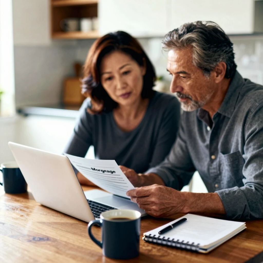Couple discussing FHA loan options at home