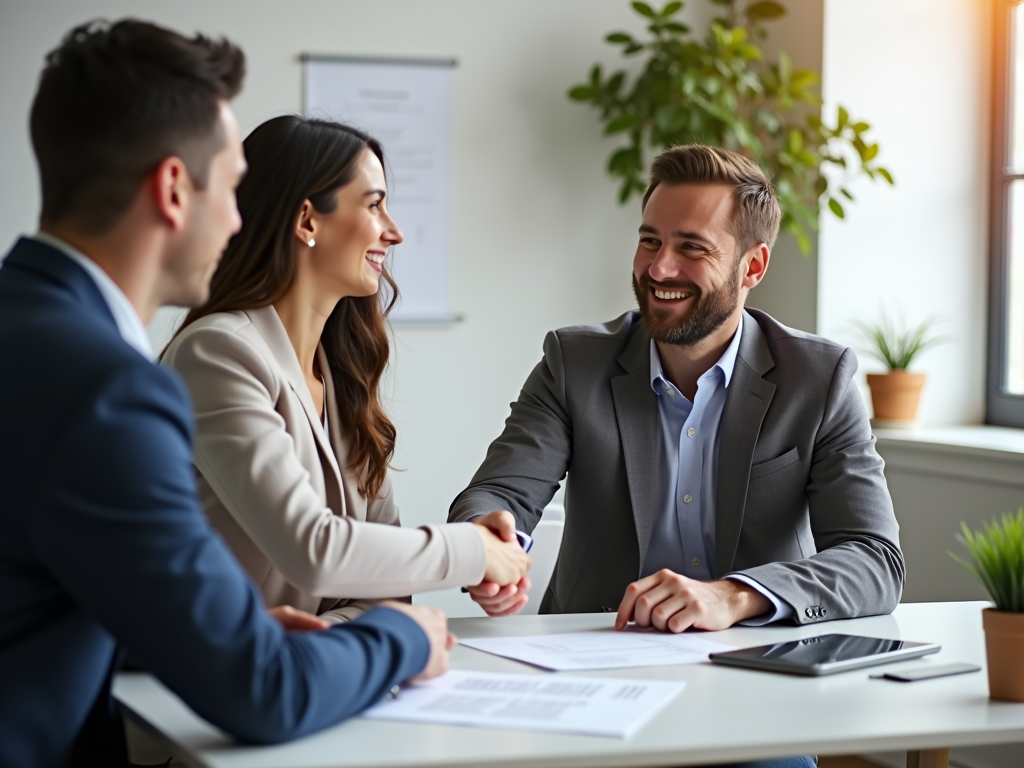 A mortgage broker consulting with clients.