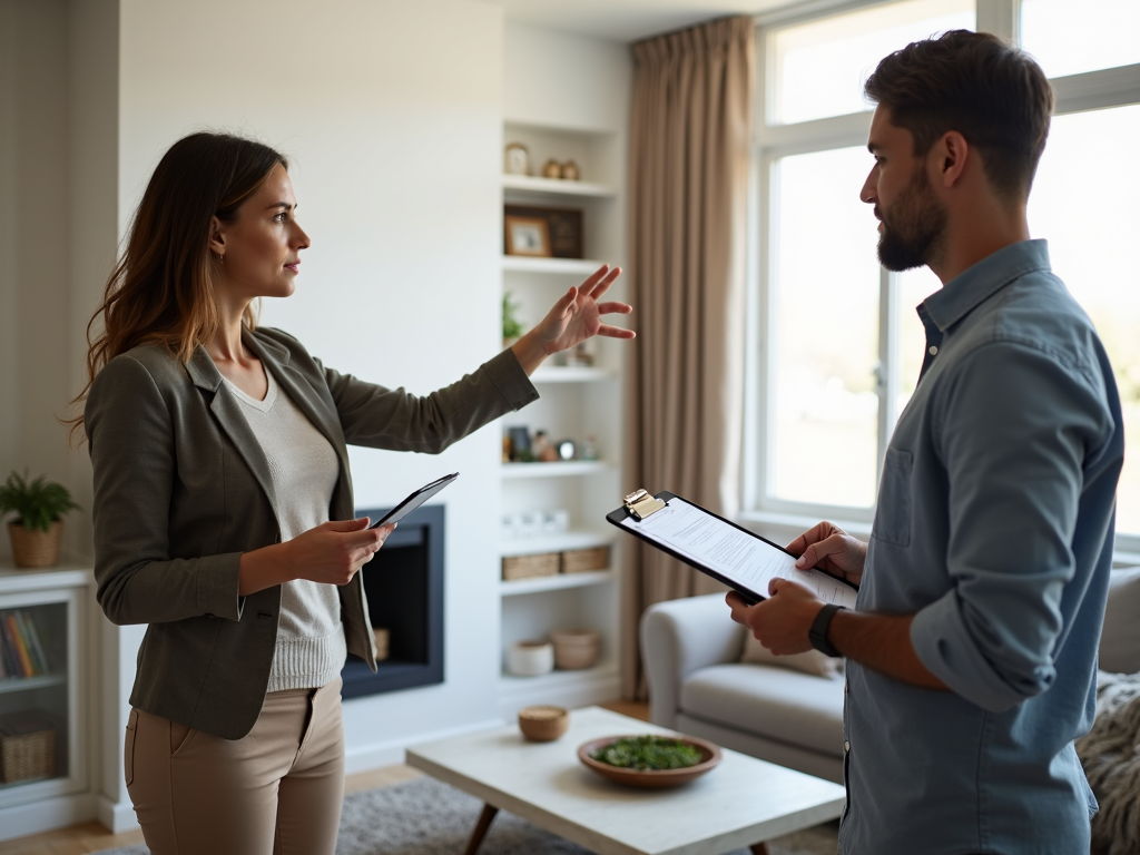 Real estate agent helping borrower with FHA-approved home