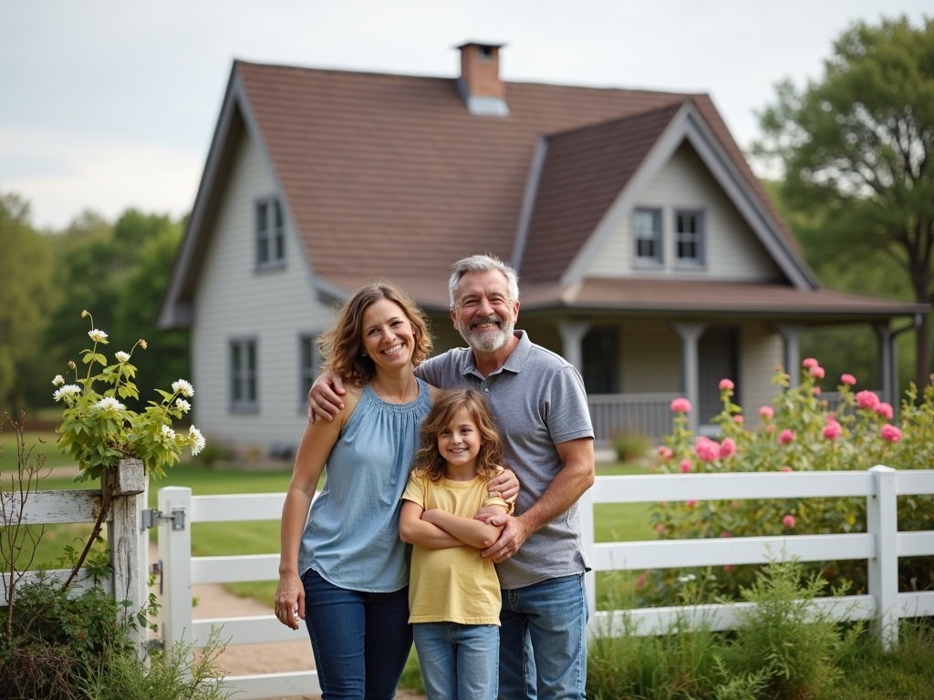 A family enjoying their rural home purchased with a USDA loan