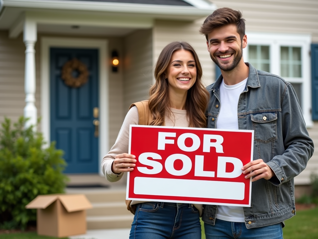 Couple celebrating FHA loan home purchase