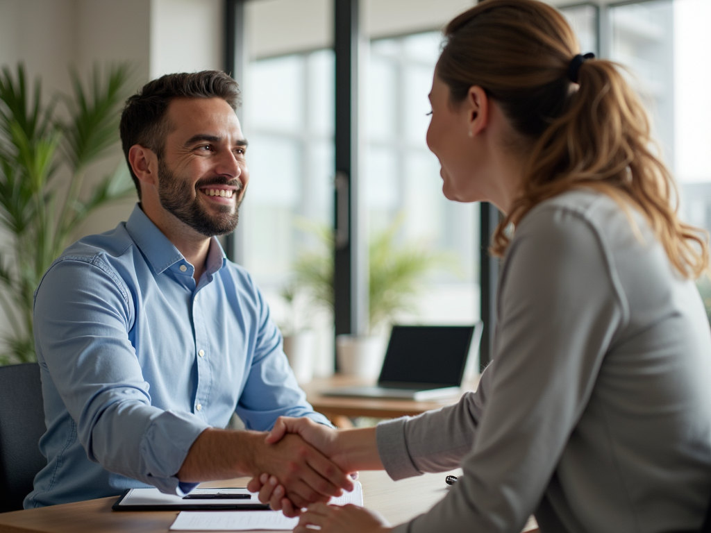 Mortgage advisor shaking hands with a client