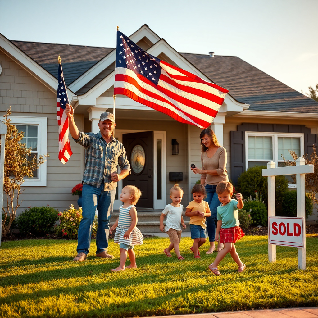 Veteran family celebrating new home with VA mortgage