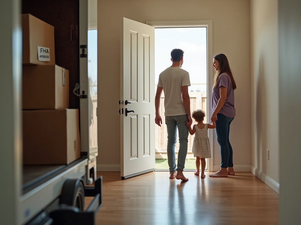Family moving into FHA-approved home