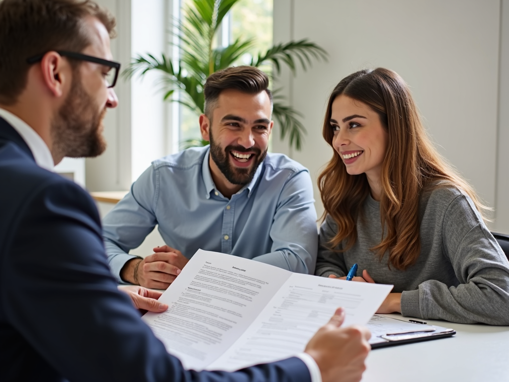 Couple consulting with mortgage lender