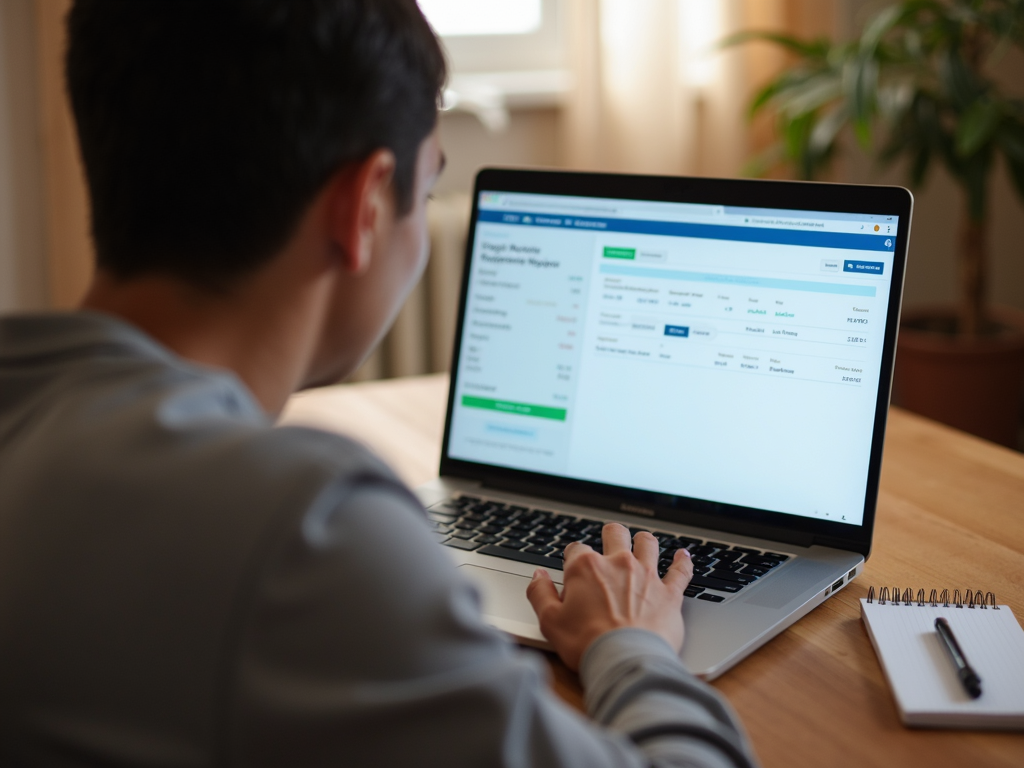 Person reviewing credit report on laptop