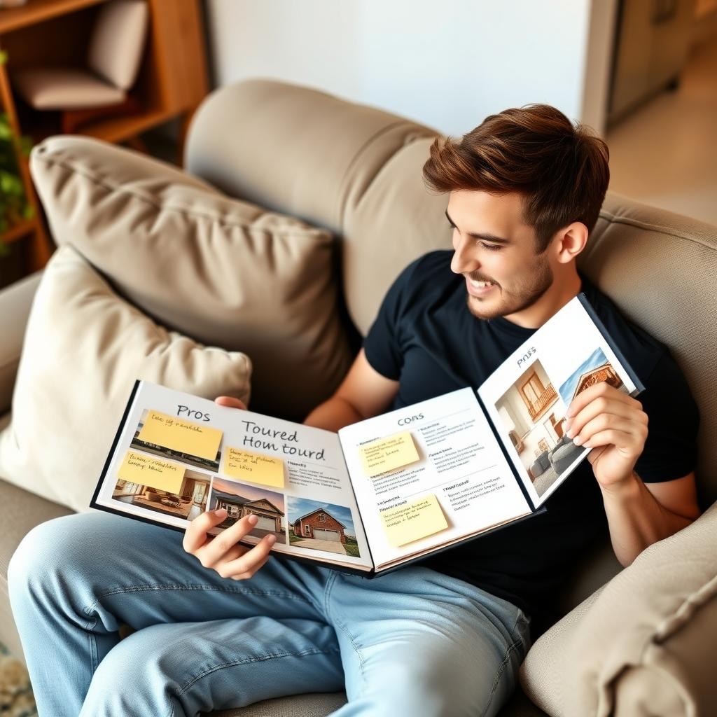 Man reviewing home photos post-pre-approval