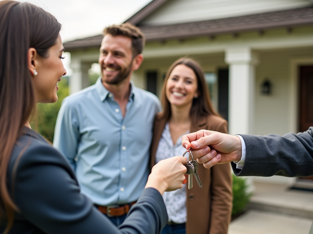 Couple receiving home keys