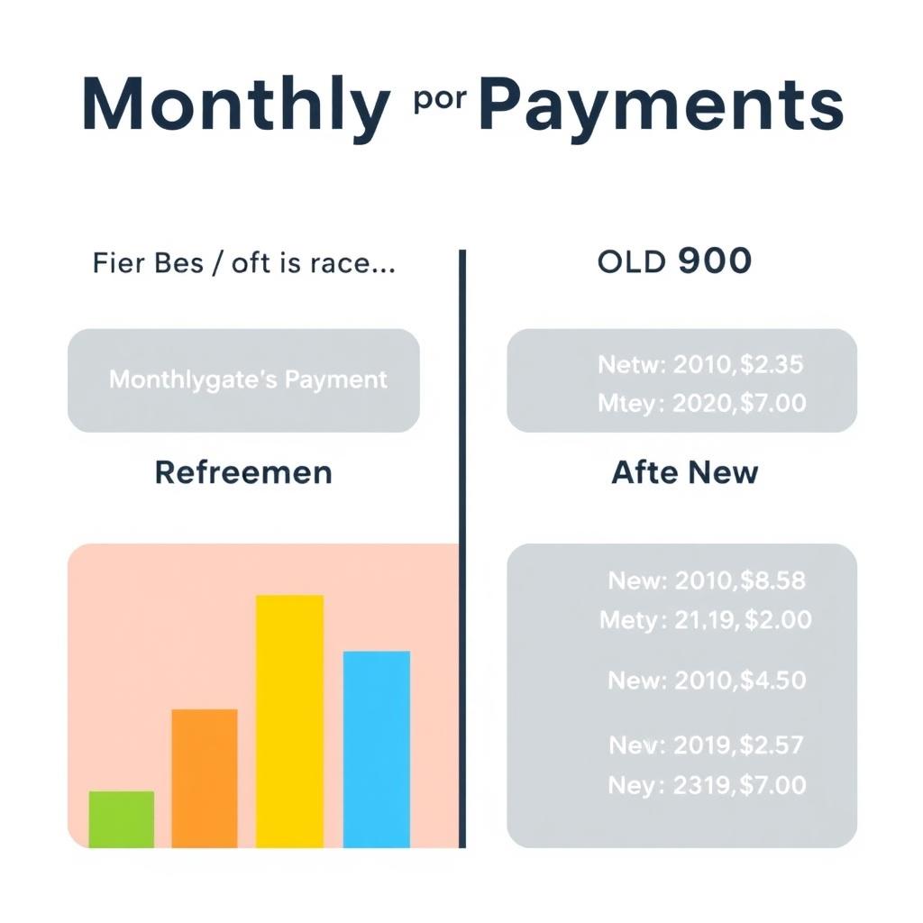 Infographic comparing monthly mortgage payments before and after refinancing