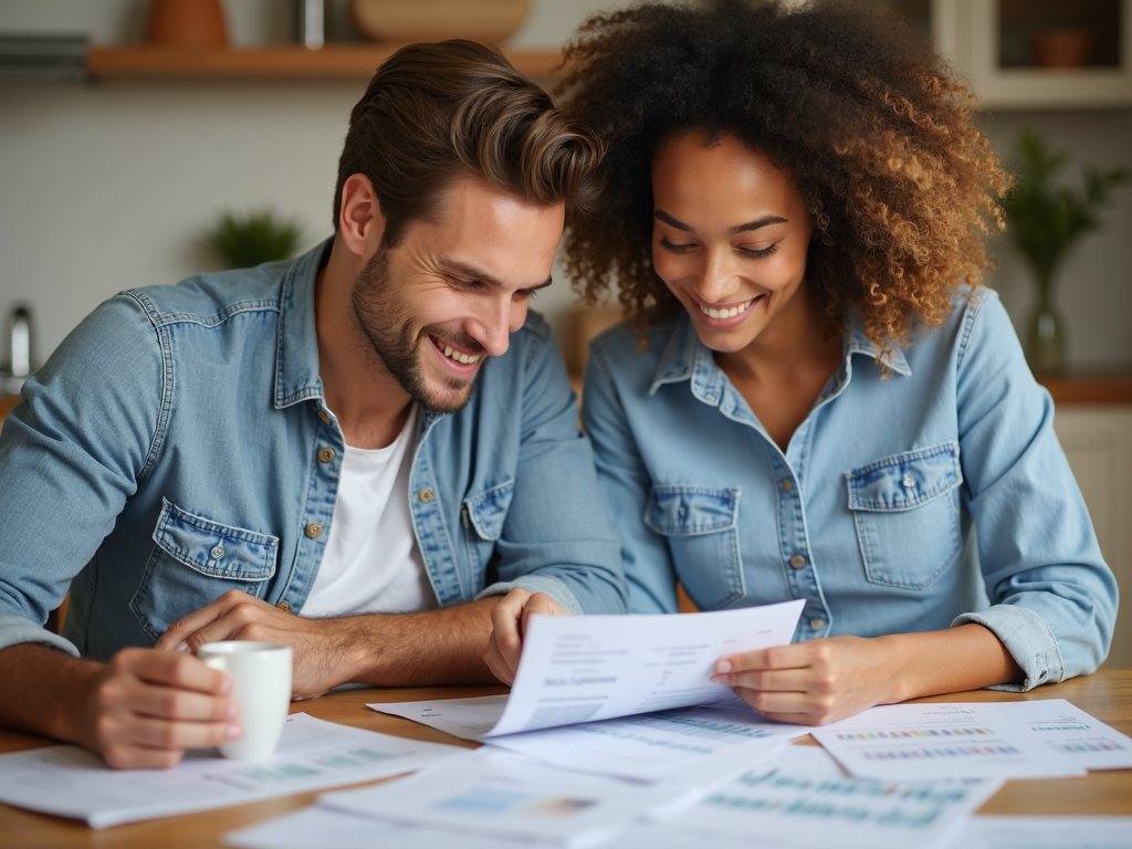 Couple preparing mortgage application documents