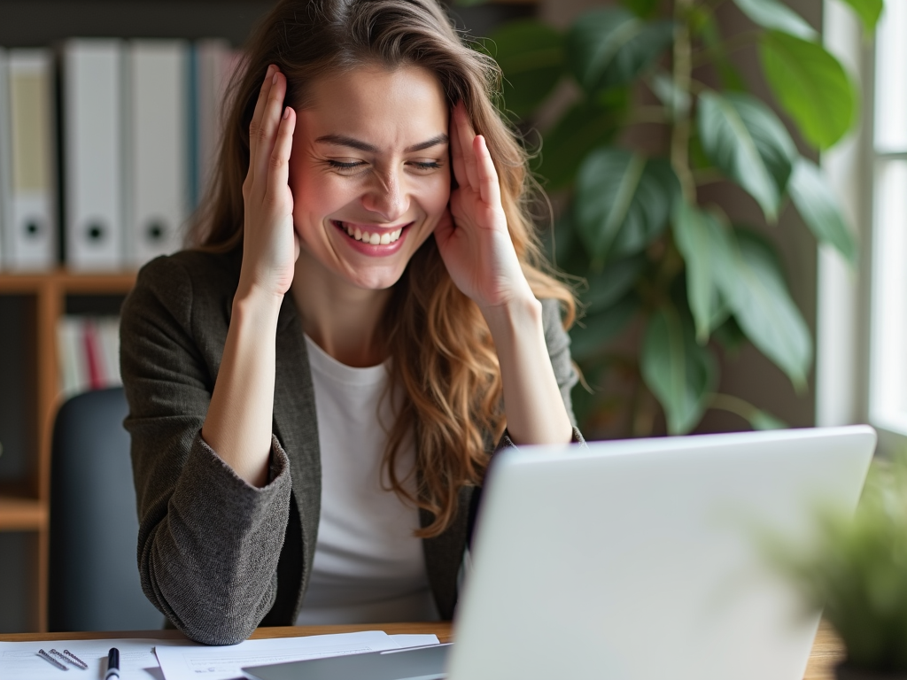 A person looking relieved after improving their credit score.