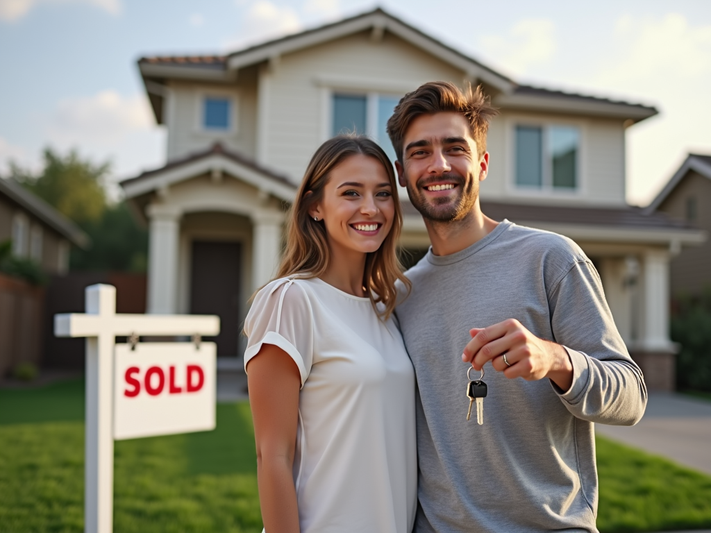 Couple celebrating their new home purchase