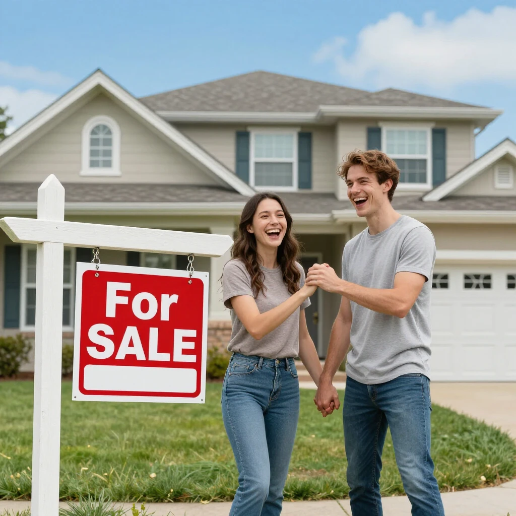 Young couple excited about buying their first home