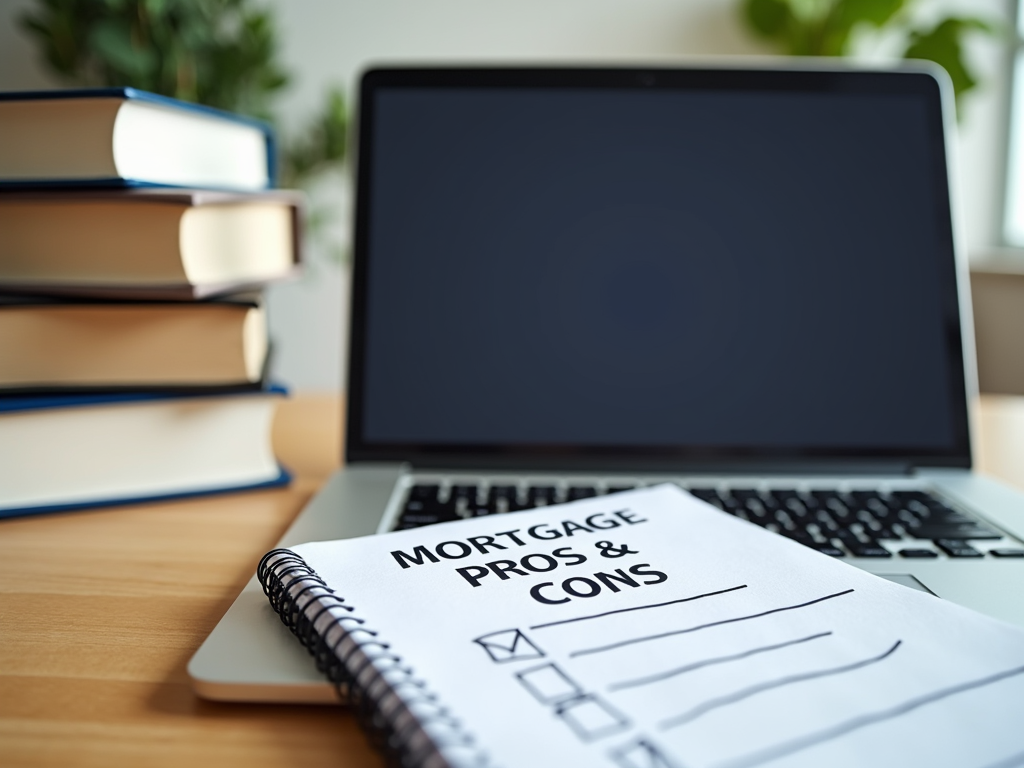 Desk with mortgage research materials