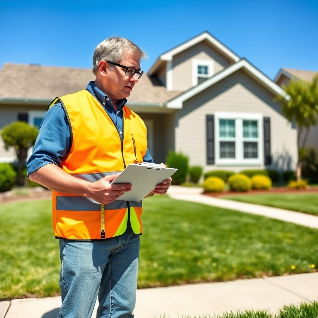 Appraiser inspecting a home’s exterior during an FHA appraisal