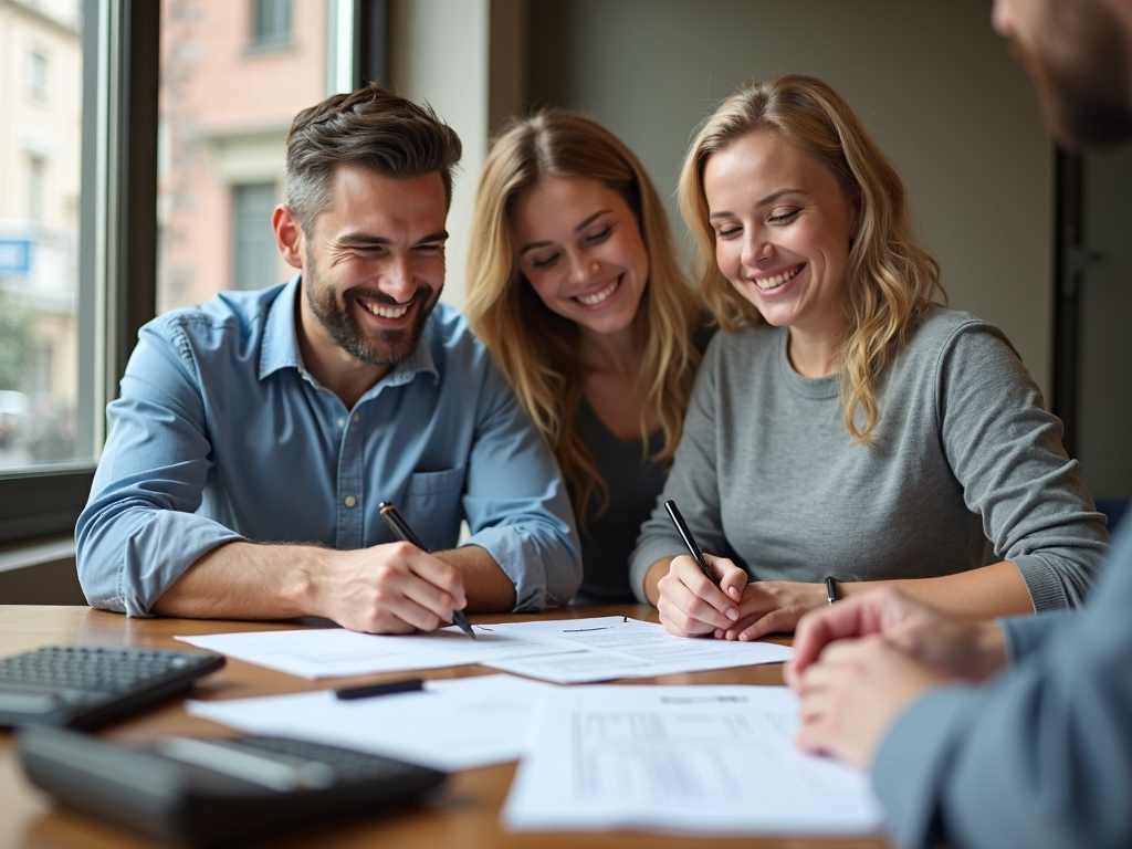 Couple signing mortgage papers