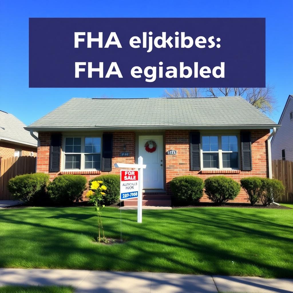 Suburban home with a 'For Sale' sign, eligible for an FHA mortgage