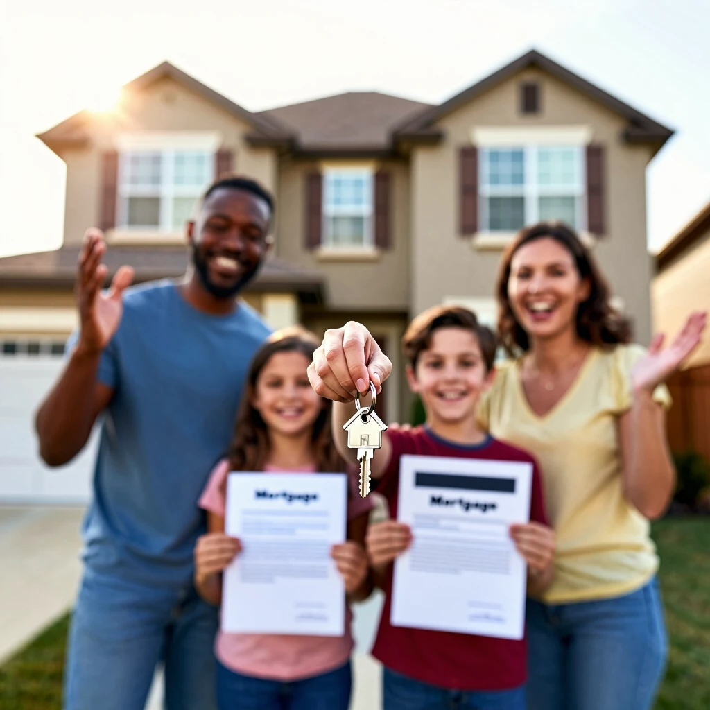Family celebrating successful FHA mortgage refinancing