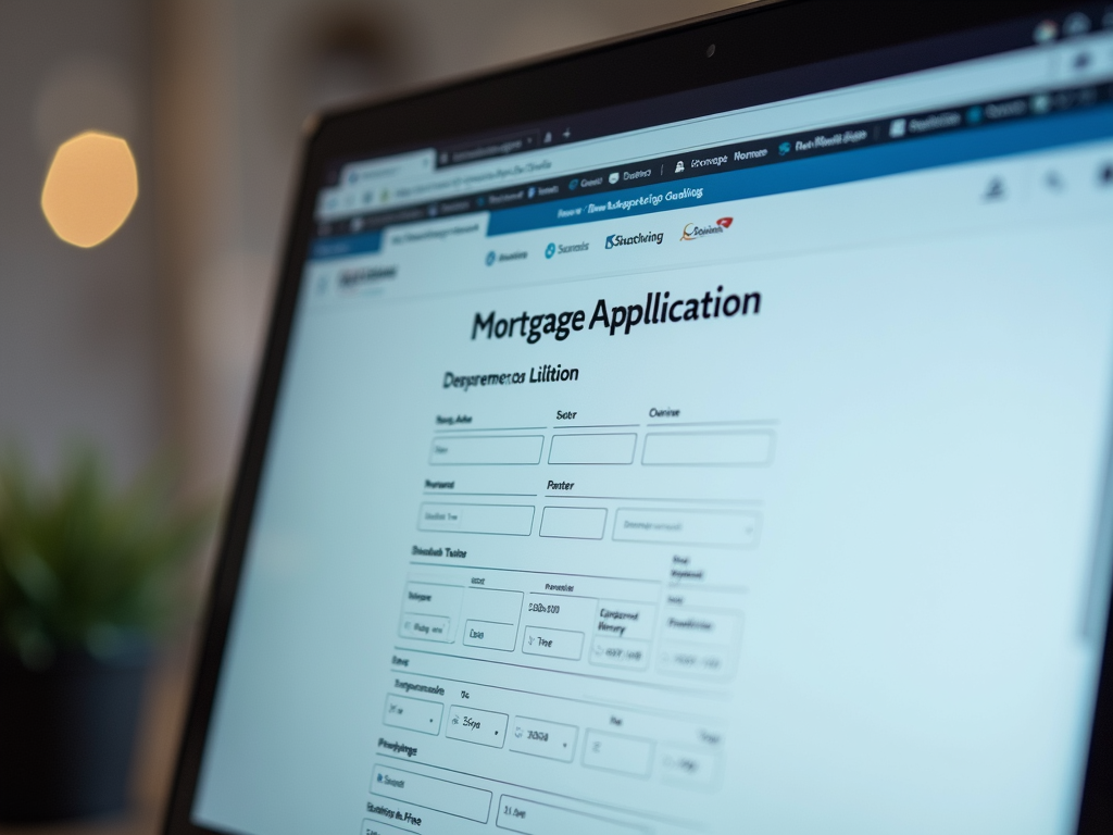 Filling out an online mortgage application form.