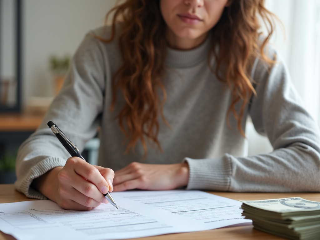 Woman filling out mortgage application