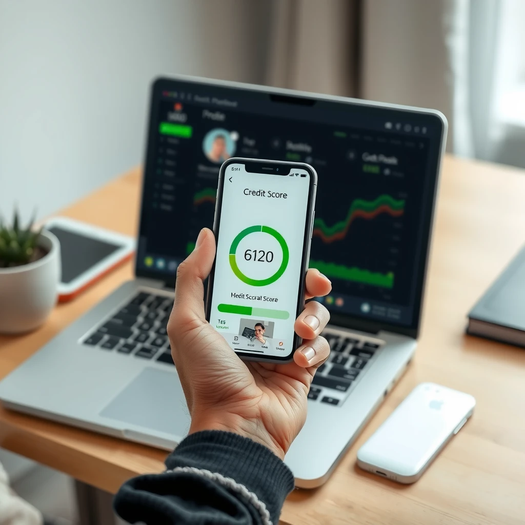Person checking credit score on mobile device