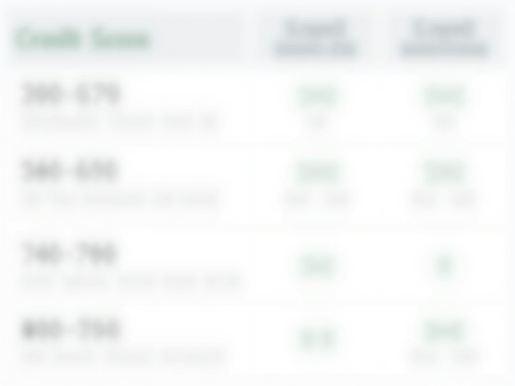 Table of credit scores and mortgage rates