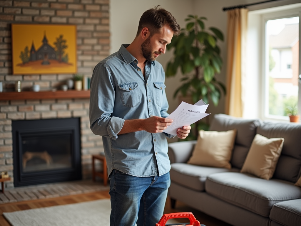 Homeowner planning home maintenance tasks