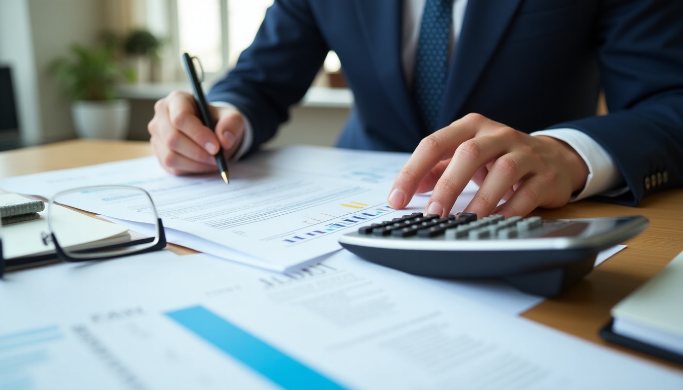 An underwriter reviewing financial documents