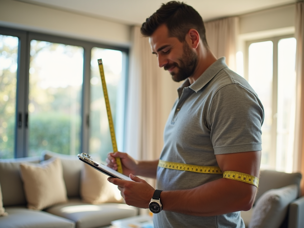 Appraiser measuring room dimensions