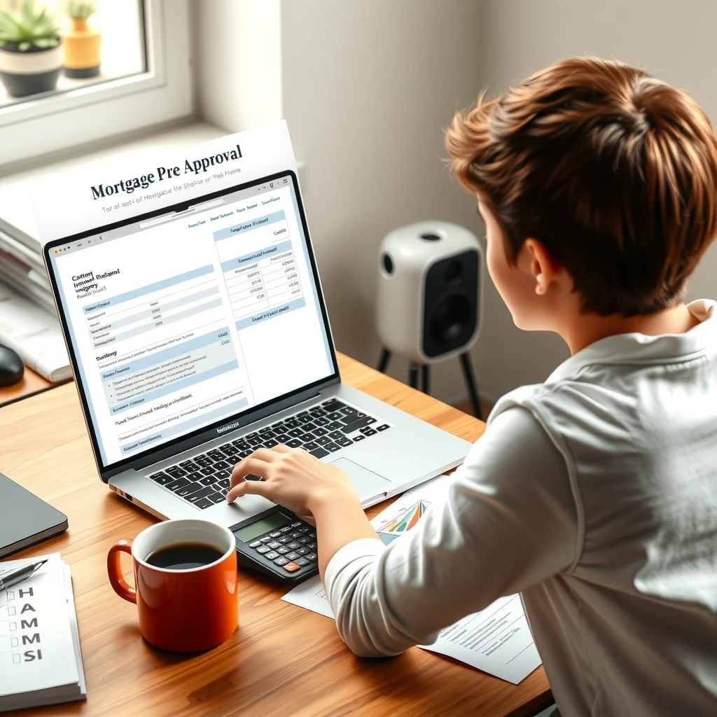 Person reviewing mortgage pre-approval documents at desk