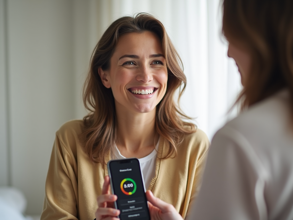 Person checking credit score on phone