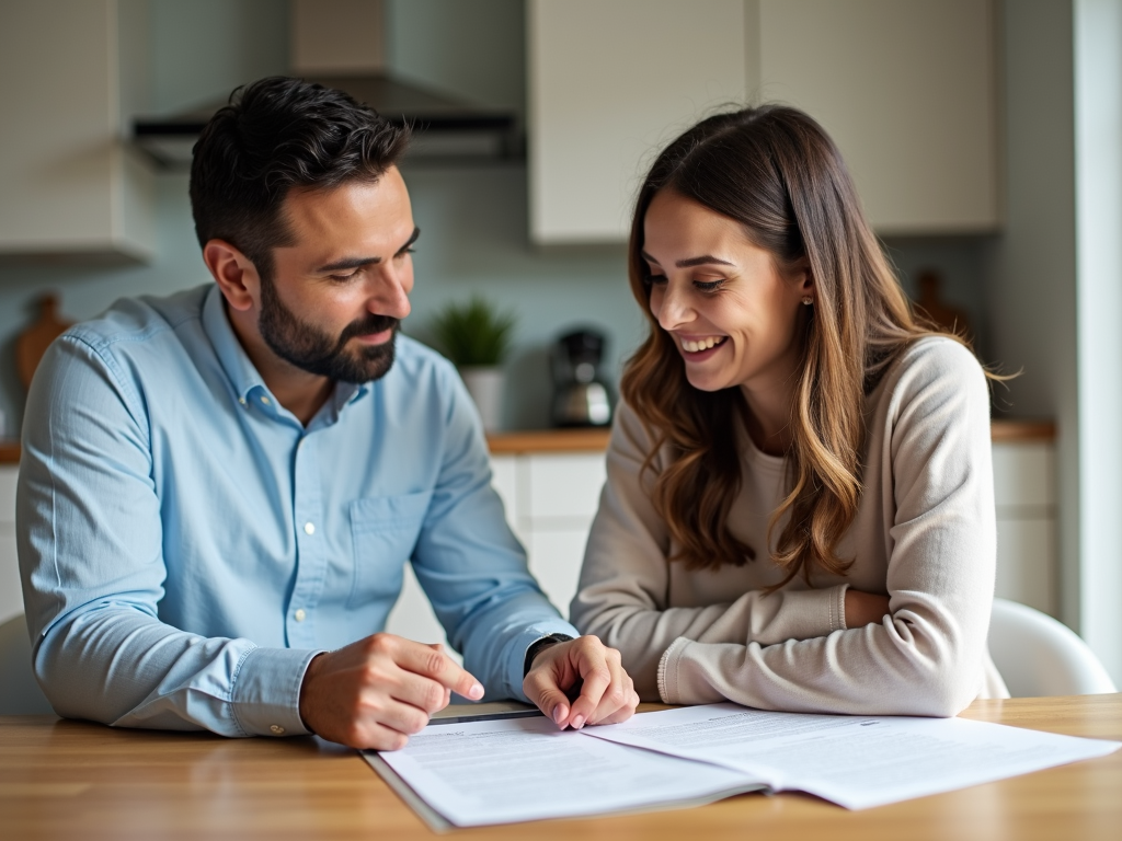 Real estate agent and homeowner reviewing home inspection documents
