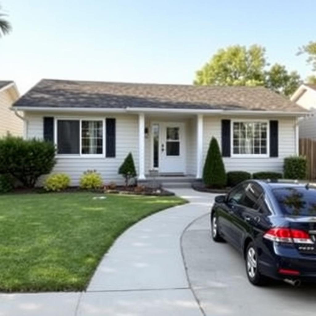 Suburban home prepared for an FHA appraisal with an appraiser’s car in the driveway.