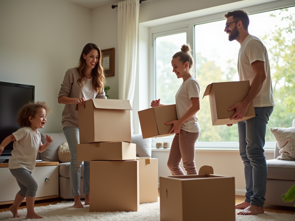 Family settling into their FHA-funded home