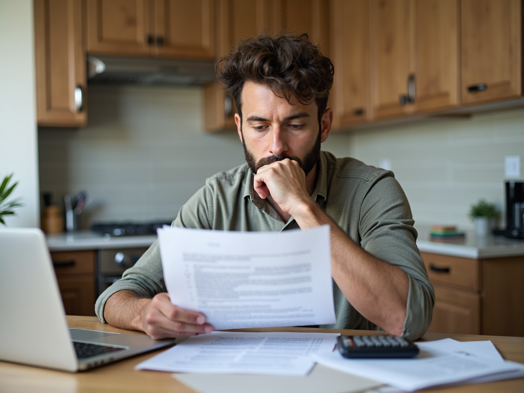 Homeowner reviewing mortgage documents