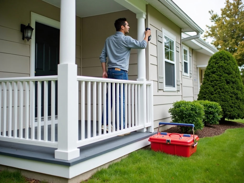 Homeowner painting porch for FHA appraisal