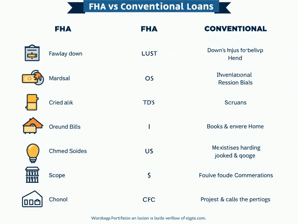 Infographic comparing FHA and conventional loan features.