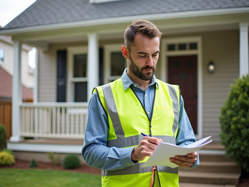 Appraiser inspecting property