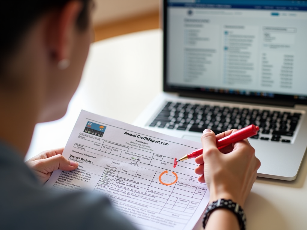 Person spotting credit report errors