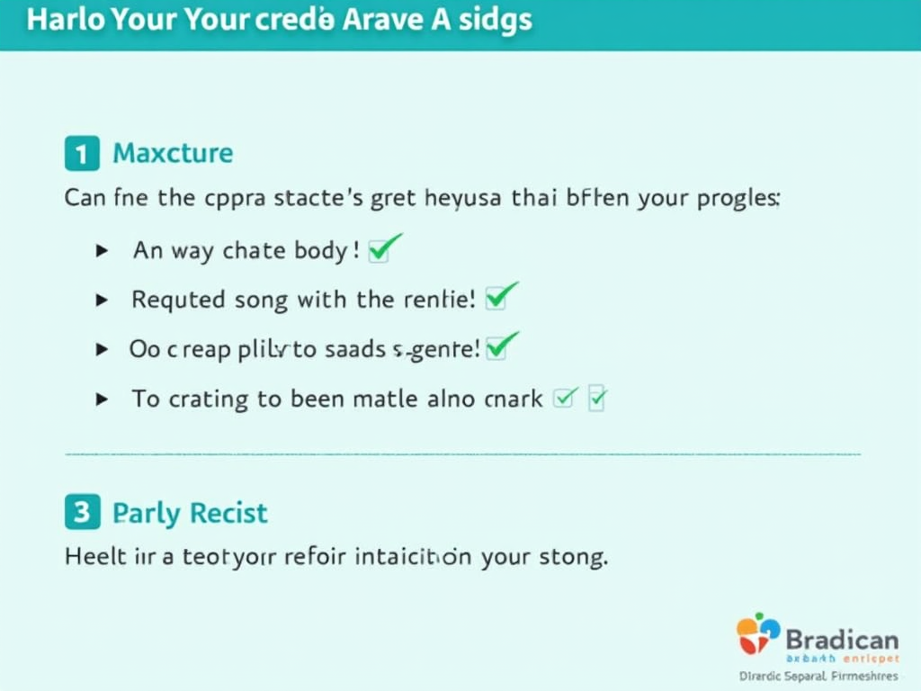 A checklist of actionable tips for improving credit scores and managing finances effectively.